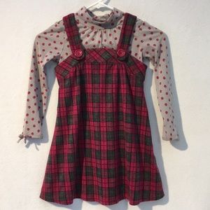 Raspberry plaid and fall apple girl jumper & top